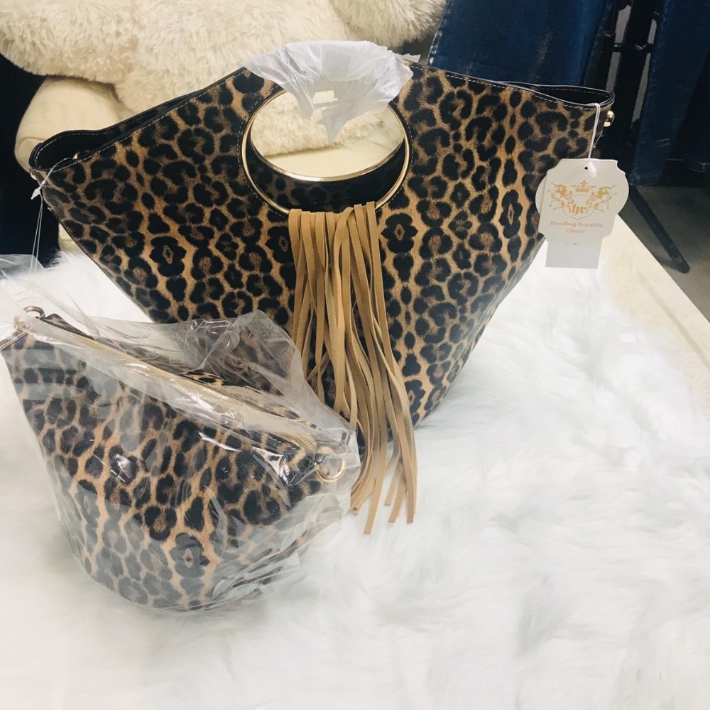 🆕️Fringed Leopard Print 2 IN 1 Satchel
